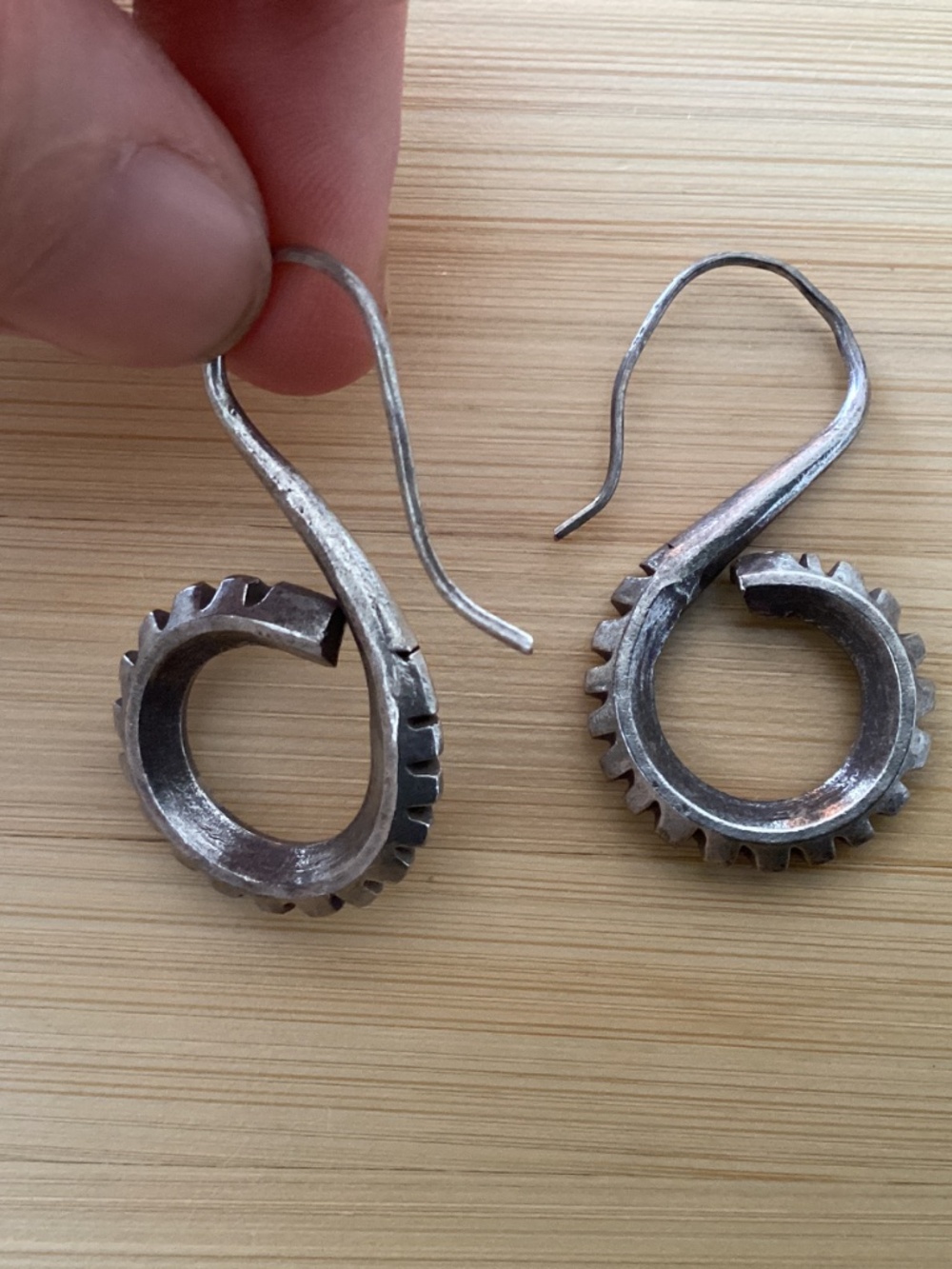 Vintage Thailand Made sterling silver tribal boho earrings festival bohemian